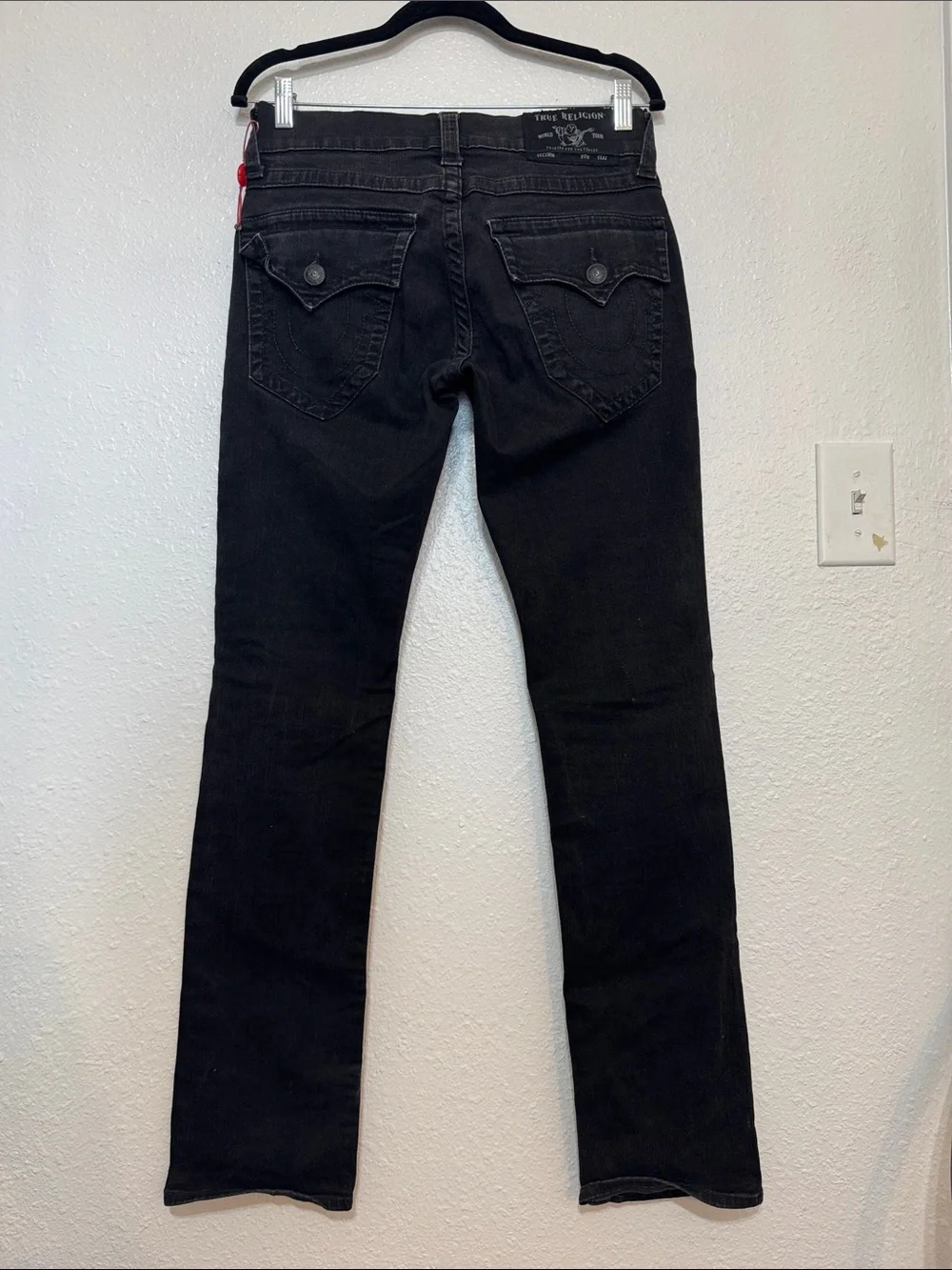True Religion Jeans Ricky 29 Men's Black Straight-Leg Distressed & Stains
